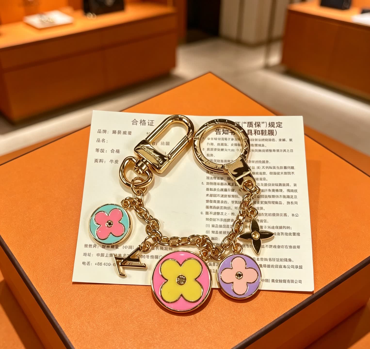 Louis Vuitton Multicolored Flower Charm Keychain